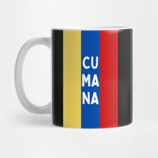 Cumana City in Venezuelan Flag Colors Vertical Mug